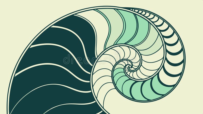 Nautilus shell spiral, natural geometry vector design Generative AI stock illustration