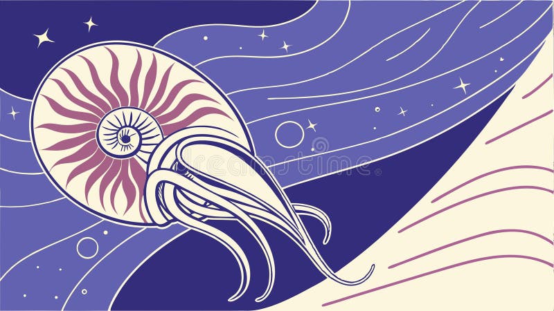 Nautilus shell spiral, natural geometry vector design Generative AI stock illustration