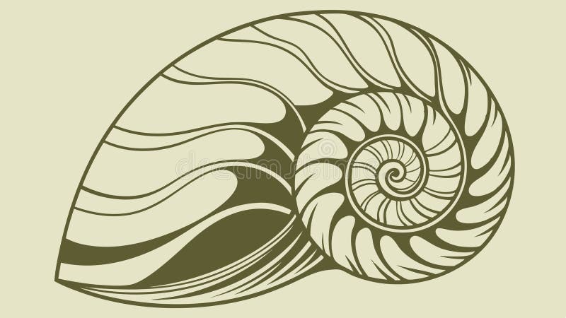 Nautilus Shell Spiral Vector. Natural Geometry Art. vector design Generative AI royalty free illustration