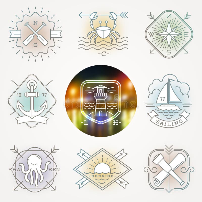 Nautique, des aventures et voyage symbolise des signes et des labels illustration libre de droits Nautique, des aventures et voyage symbolise des signes et des labels illustration libre de droits