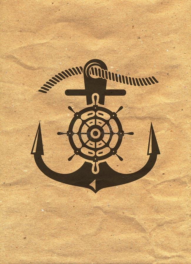 Nautisk logo på bakgrund för kraft papper Marine Label havsemblem vektor illustrationer Nautisk logo på bakgrund för kraft papper Marine Label havsemblem vektor illustrationer