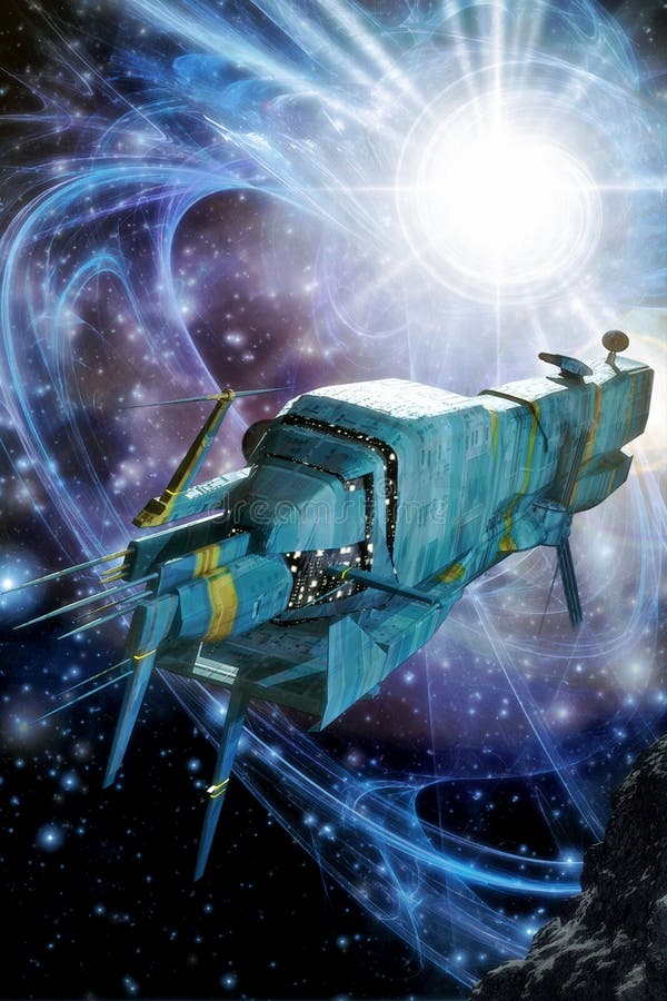 Nave espacial e supernova ilustração do vetor Nave espacial e supernova ilustração do vetor