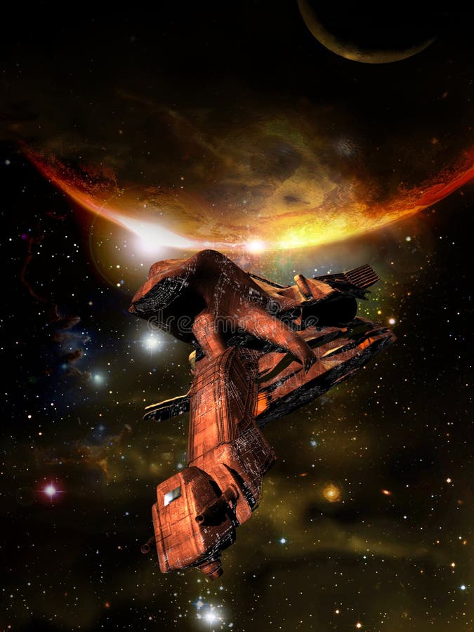 Nave espacial en el cosmos libre illustration Nave espacial en el cosmos libre illustration
