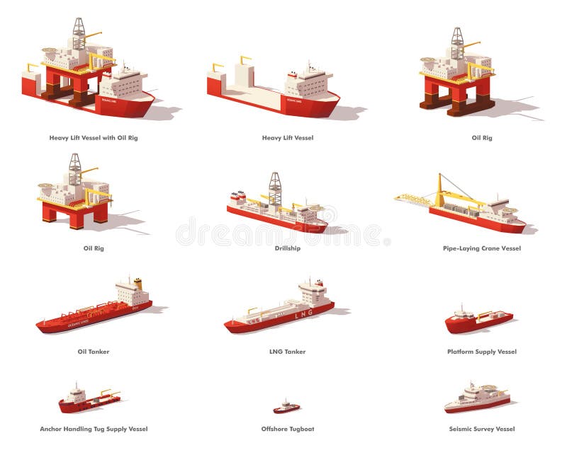 Navi basse di esplorazione del petrolio marino di vettore poli royalty illustrazione gratis Navi basse di esplorazione del petrolio marino di vettore poli royalty illustrazione gratis