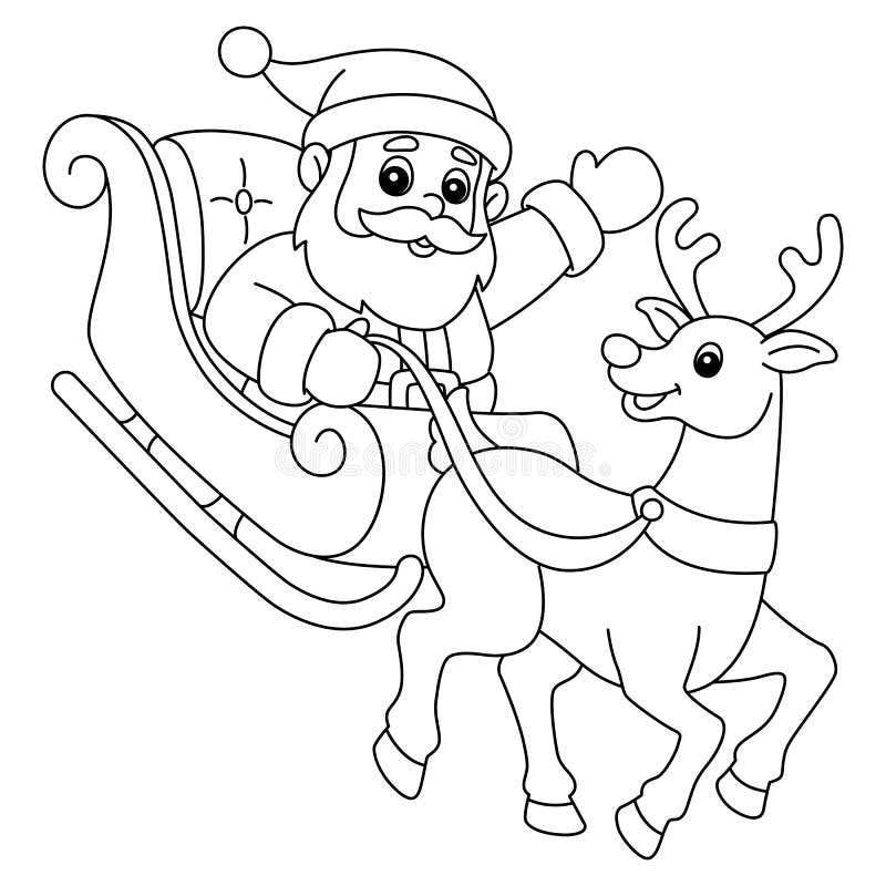 Navidad Santa Sleigh Y Reno Aislados Ilustración del Vector - Ilustración  de colorante, vector: 250226342