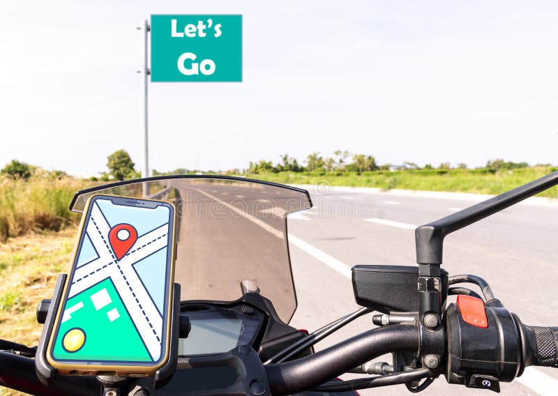 Navigate Map on Display Smartphone on Handle Bar Motorcycle with 