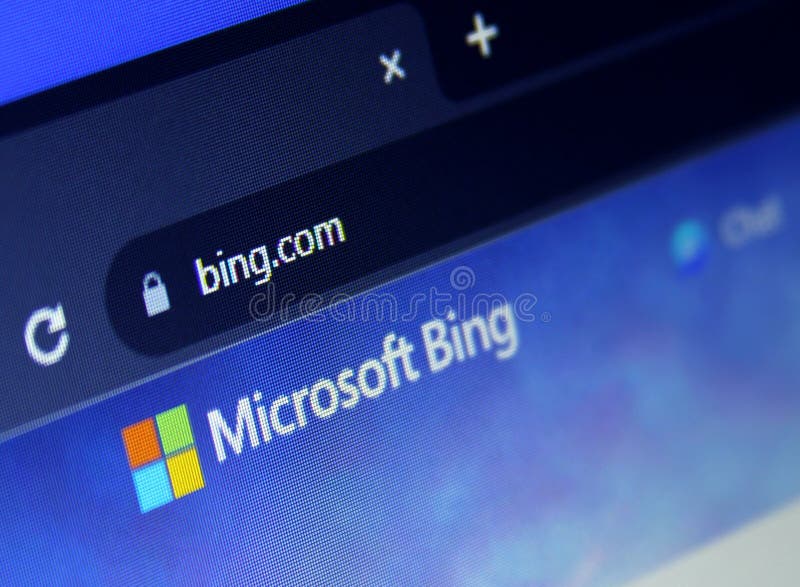 Navigateur Microsoft Bing IA photographie stock