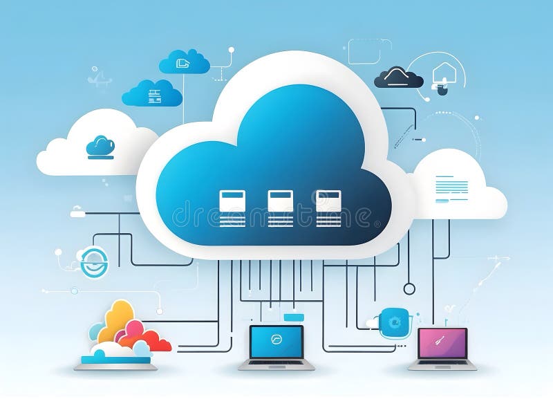Navigating the Remote Data Storage in Future Stock Illustration 