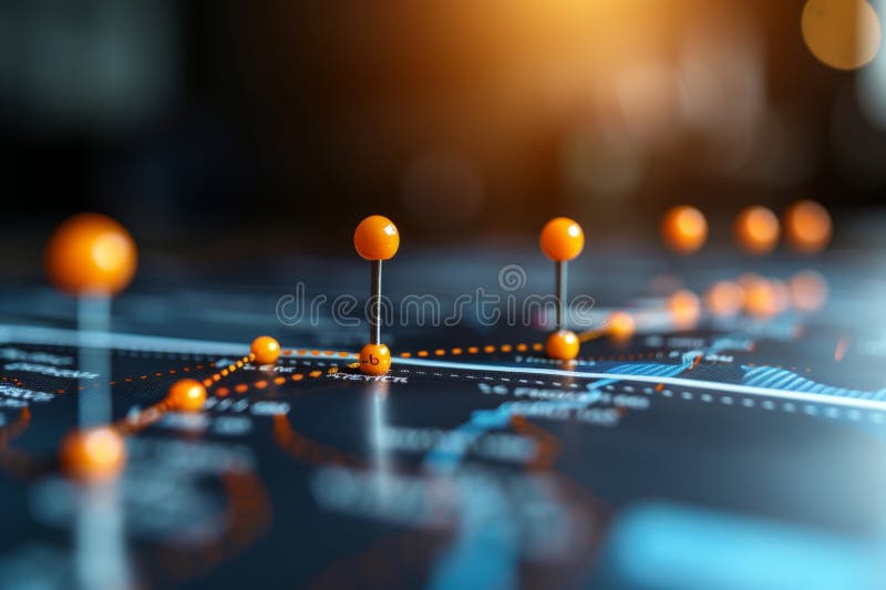 Navigating your adventure location marking on a map with routes for discovery and travel stock illustration