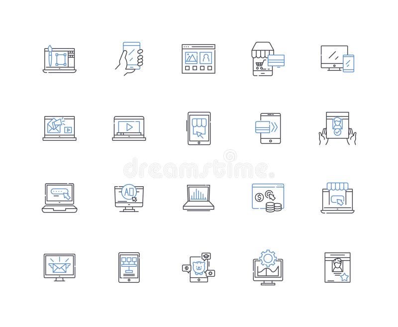Navigation bar line icons collection. Menu, Tabs, Links, Navigation, Toolbar, Panel, Ribbon vector and linear royalty free illustration