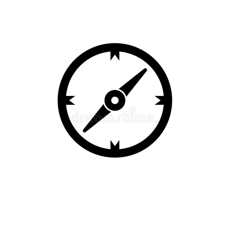 Navigation Compass, Adventure Route Pointer Solid Flat Vector Icon Isolated on White Background stock illustration