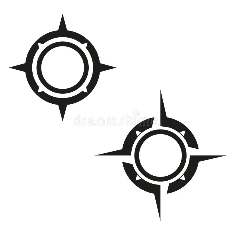 Navigation compass icon. Directional pointer shape. Black round symbol. Vector guide tool. royalty free illustration