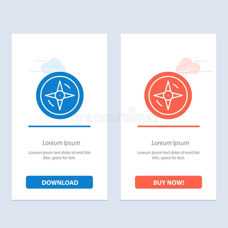 Navigation, Compass, Location Blue and Red Download and Buy Now web Widget Card Template vector illustration.