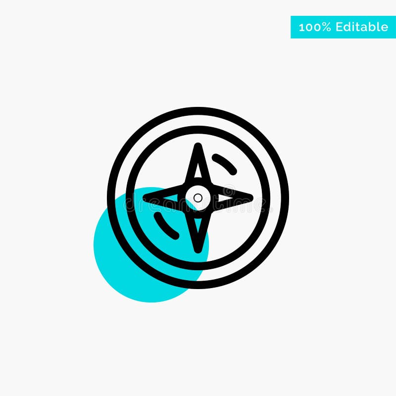 Navigation, Compass, Location turquoise highlight circle point Vector icon royalty free illustration