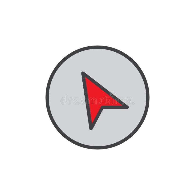 Navigation cursor filled outline icon, line vector sign, linear colorful pictogram on white. Location pointer arrow symbol, logo illustration. Pixel perfect vector graphics
