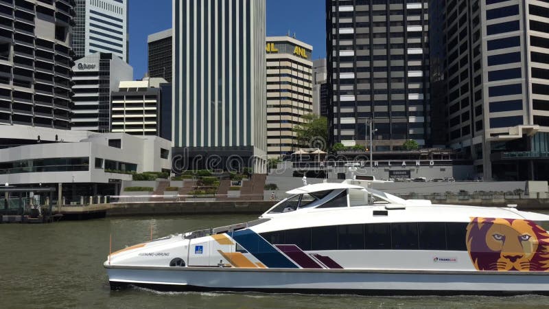 Navigation de traversier de l'eau sur la rivière de la ville de Brisbane banque de vidéos