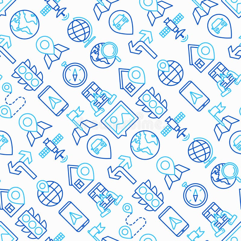 Navigation and Direction Seamless Pattern Stock Vector Illustration