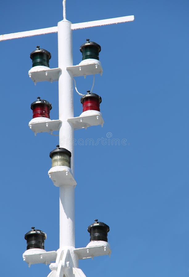 navigation lights. stock image. image of vessel, signals