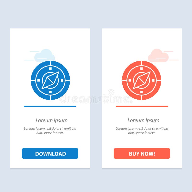 Navigation, Navigator, Compass, Location Blue and Red Download and Buy Now web Widget Card Template stock illustration.