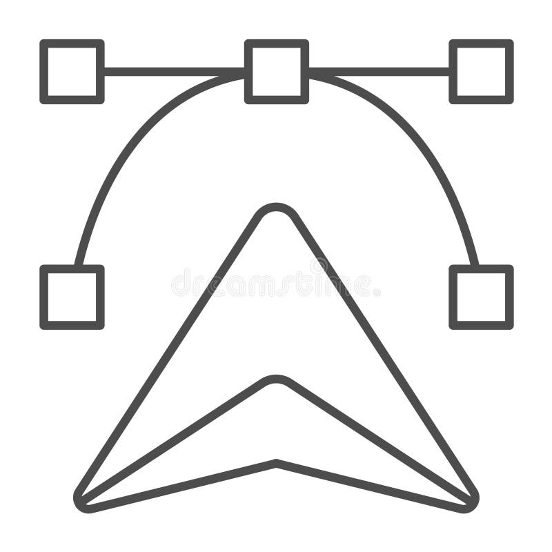 Navigation pointer and bezier curves thin line icon, design recruitment concept. Vector graphics. Curve with cursor stock illustration