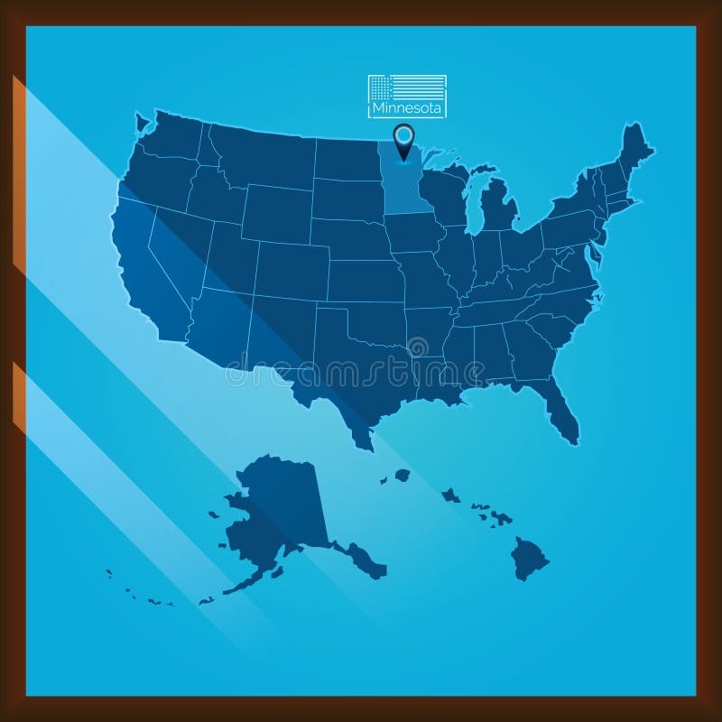 Navigation pointer indicating minnesota state on US map. Vector illustration decorative design vector illustration