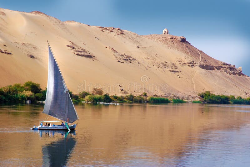 Navigazione di Felucca sul Nilo, Egitto fotografia stock Navigazione di Felucca sul Nilo, Egitto fotografia stock