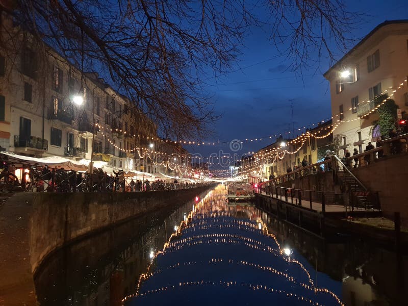 Via Bernardo Da Canal Milano Navigli Grand Canal in Milano Milan Italy Italia Editorial Stock Photo