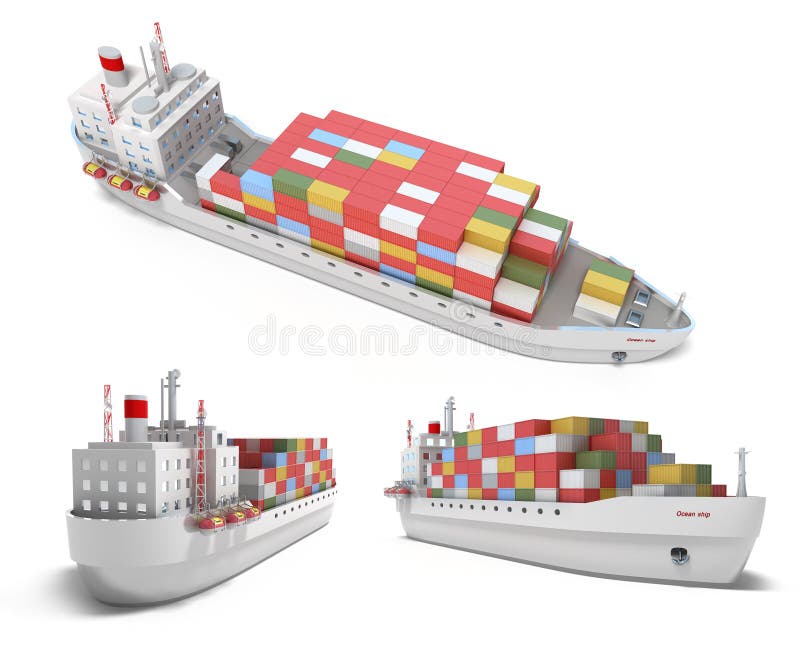 Cargo ship with containers isolated on white. My own design. Cargo ship with containers isolated on white. My own design