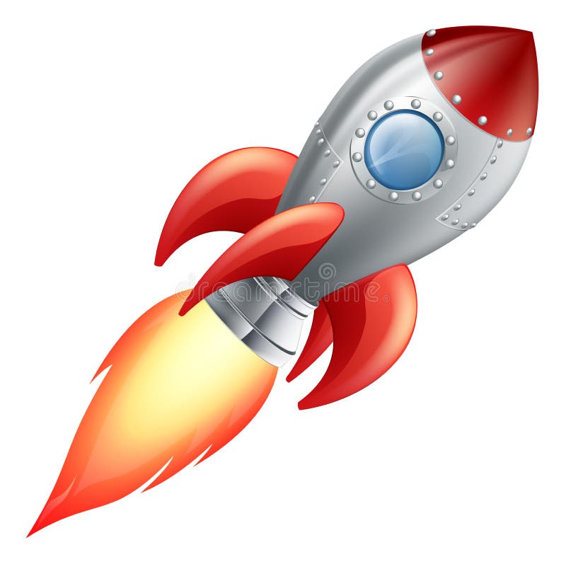 Illustration of a cute cartoon rocket space ship. Illustration of a cute cartoon rocket space ship