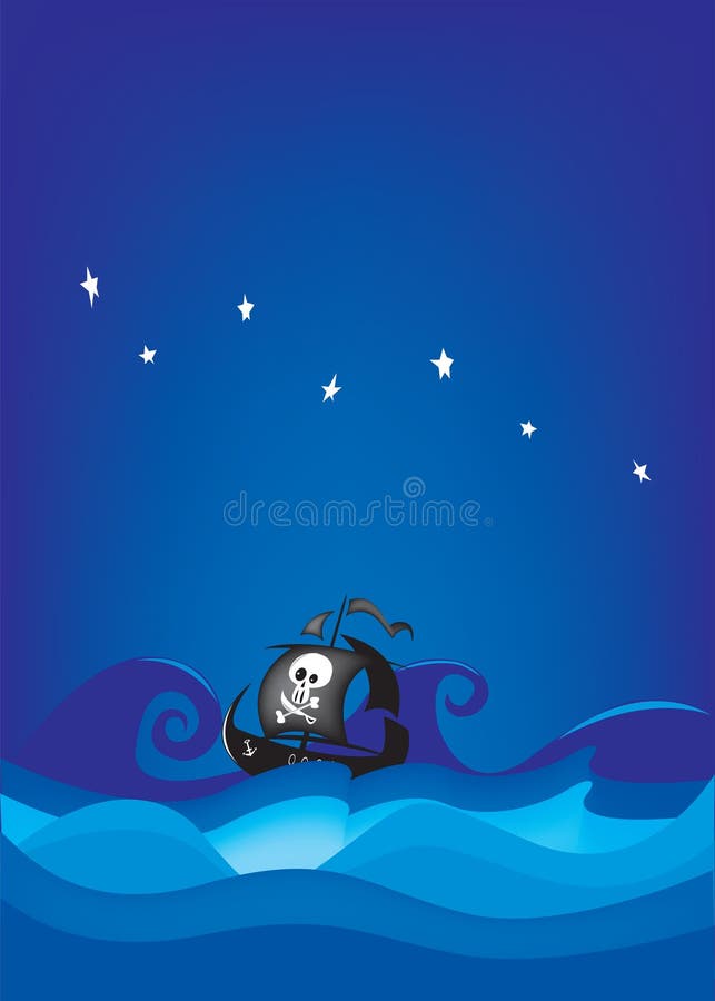 Navio de pirata, mar tormentoso ilustração royalty free Navio de pirata, mar tormentoso ilustração royalty free