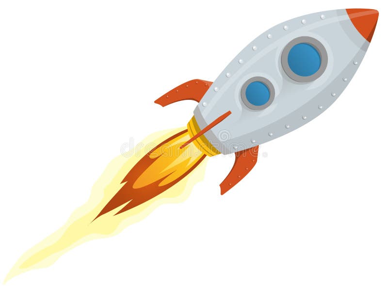 Illustration of a rocket ship space vehicle blasting off into the sky. Illustration of a rocket ship space vehicle blasting off into the sky