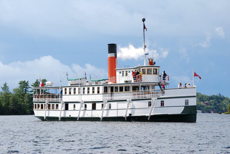 Restored white passenger steam ship. Restored white passenger steam ship