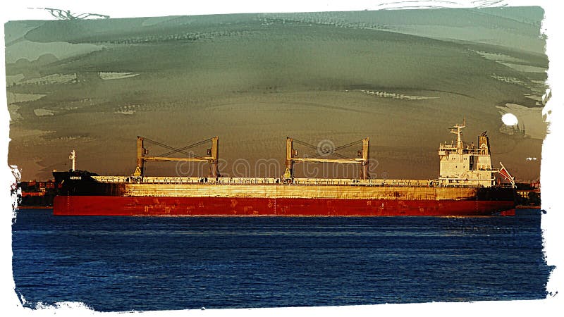 Navio ou cargueiro de carga ilustração stock Navio ou cargueiro de carga ilustração stock