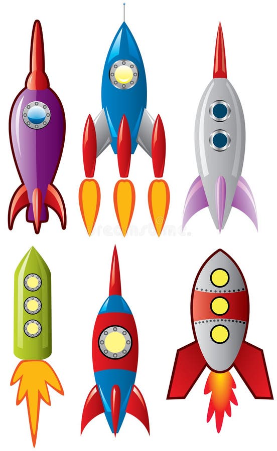 vector set of stylized space retro rocket ships. vector set of stylized space retro rocket ships