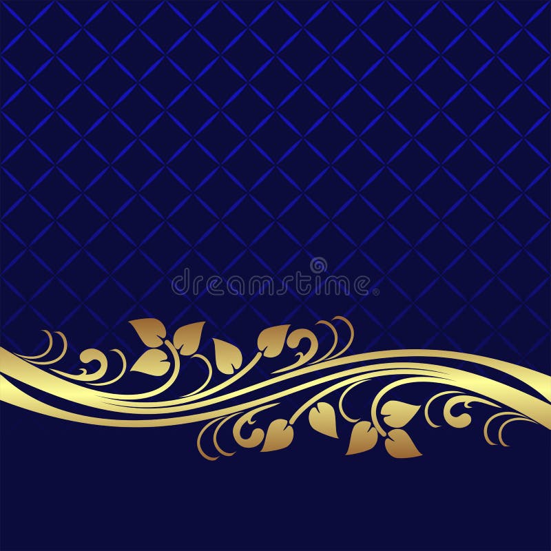 Navy Blue Background Decorated the Elegant Floral Border. Stock Vector