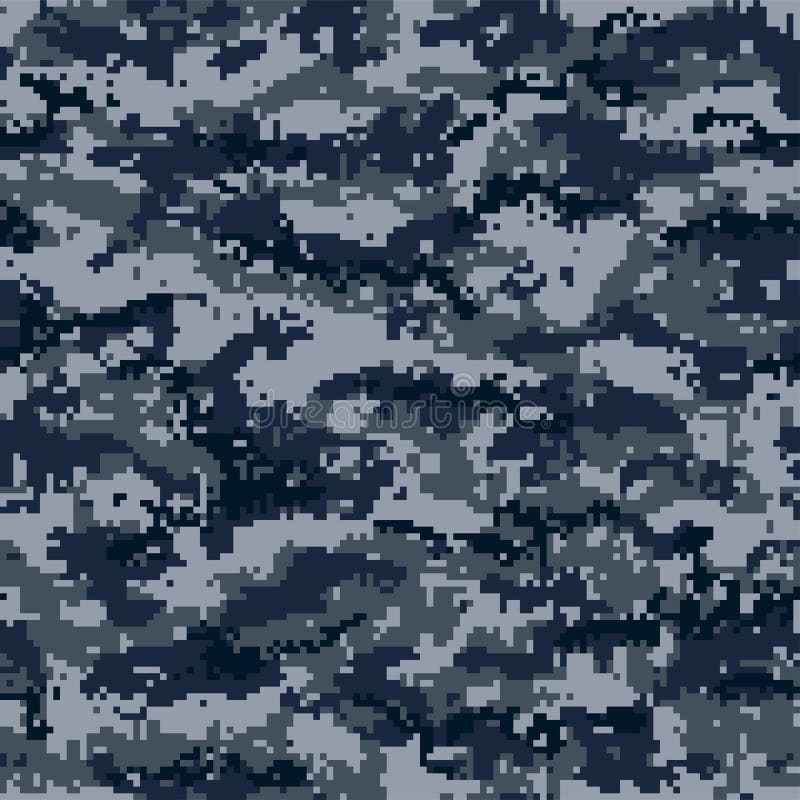 Navy Blue Digital Camouflage Seamless Pattern. Vector Stock Vector ...