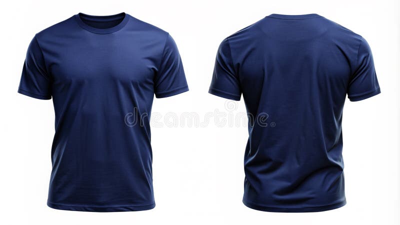 Navy Blue T-Shirt Mockup Template Stock Illustration - Illustration of