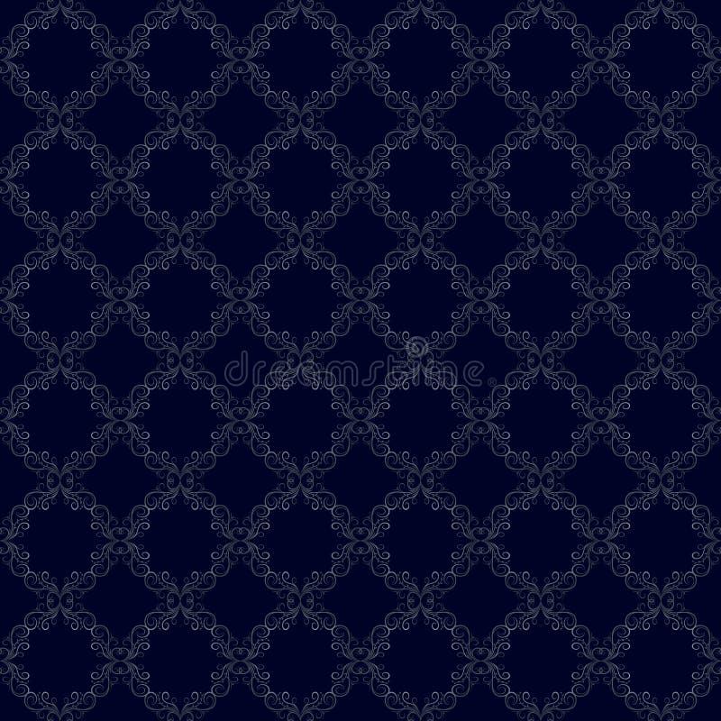 Navy Blue Wallpaper, Vector Background with Silver Ad Gray, Luxurious,  Wallpaper, Luxury Geometric Seamless Vector Pattern in Stock Illustration -  Illustration of design, flower: 182889384