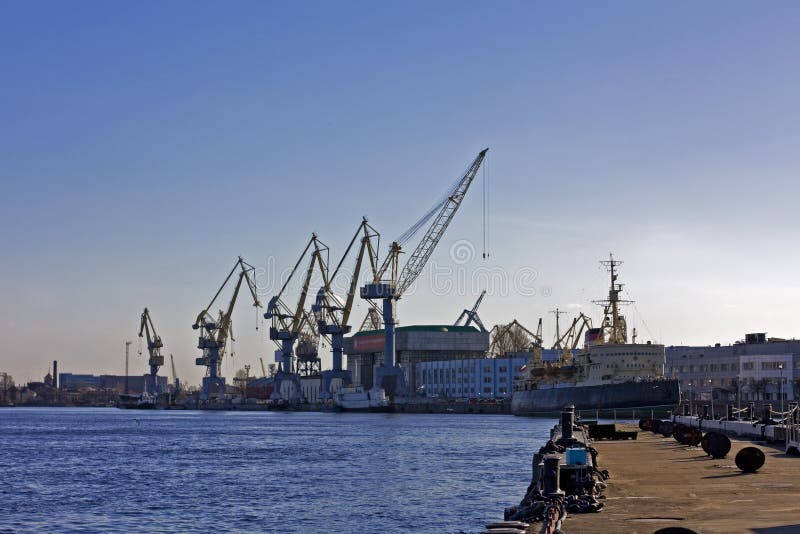 Navy cranes and the ship stock photo. Image of heavy 14074170