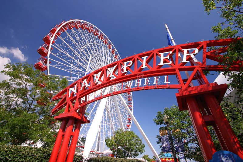 Navy Pier and the Ferris Wheel royalty free stock photography