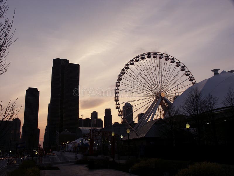 Navy pier wieczorem obrazy royalty free
