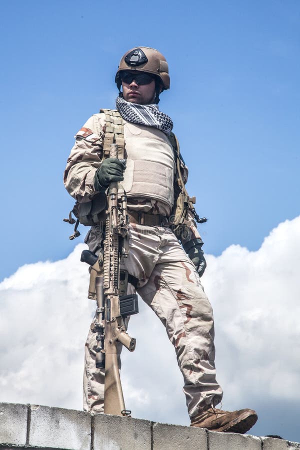 Navy SEAL in action stock photo. Image of ranger, soldier - 60780570
