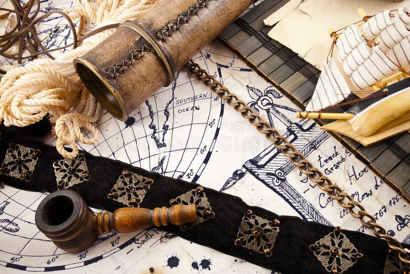 Pirates Treasure Still Life Stock Photo Image of jewelry, papyrus