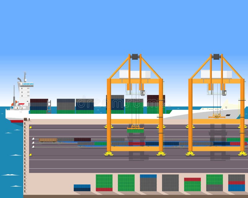 Navă container de descărcare vector illustration