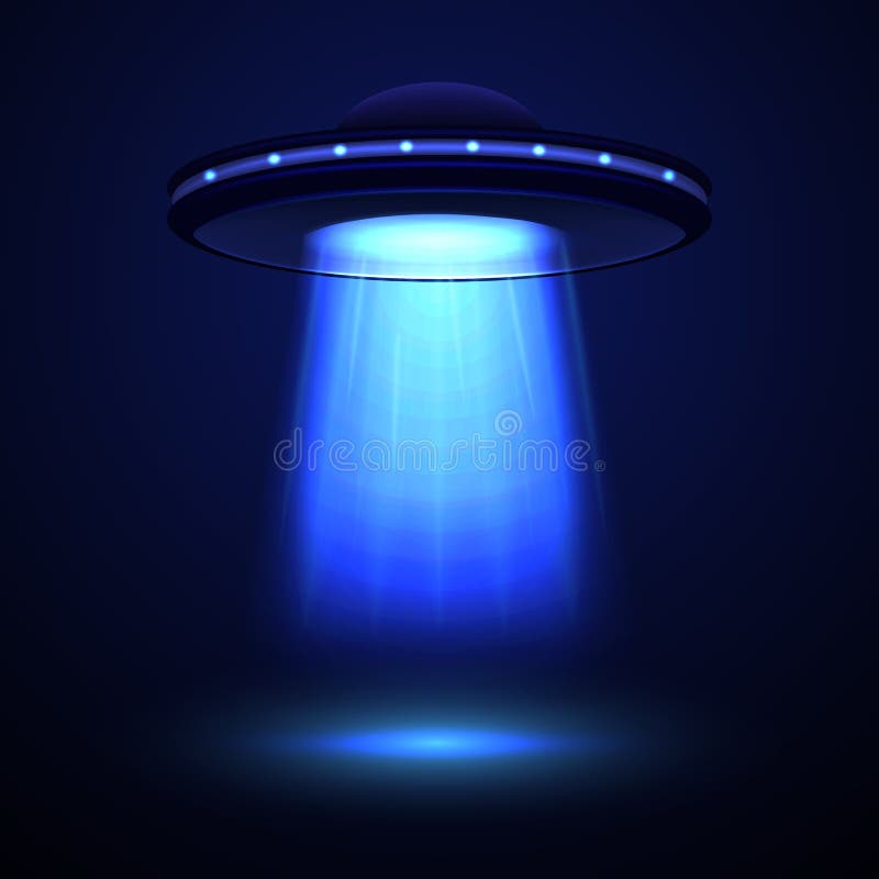 Navă spațială a extratereștrilor detaliată și realistă sau OZN. vector stock illustration