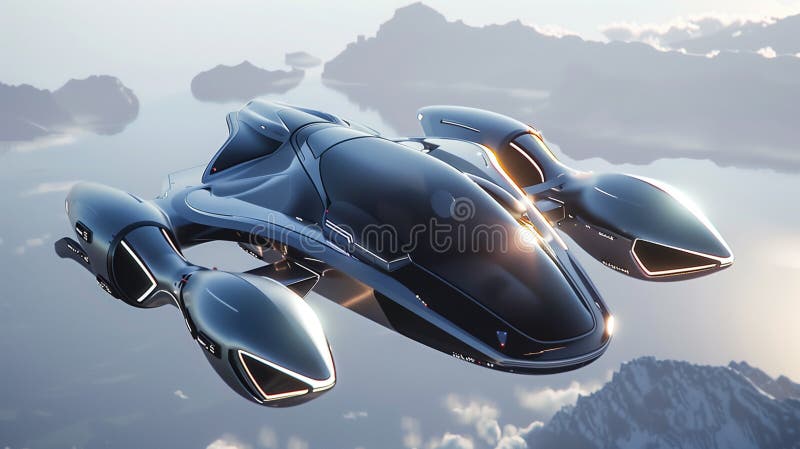 Navă spațială futuristă masivă plutind pe orbita Pământului cu un sistem de propulsie strălucitor, argintiu și strălucitor. royalty free illustration