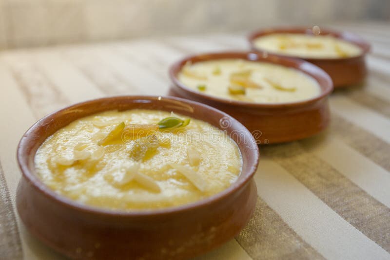 Nawabi Food - Bowl of Ferni Created by Milk and Best Quality Rice Stock