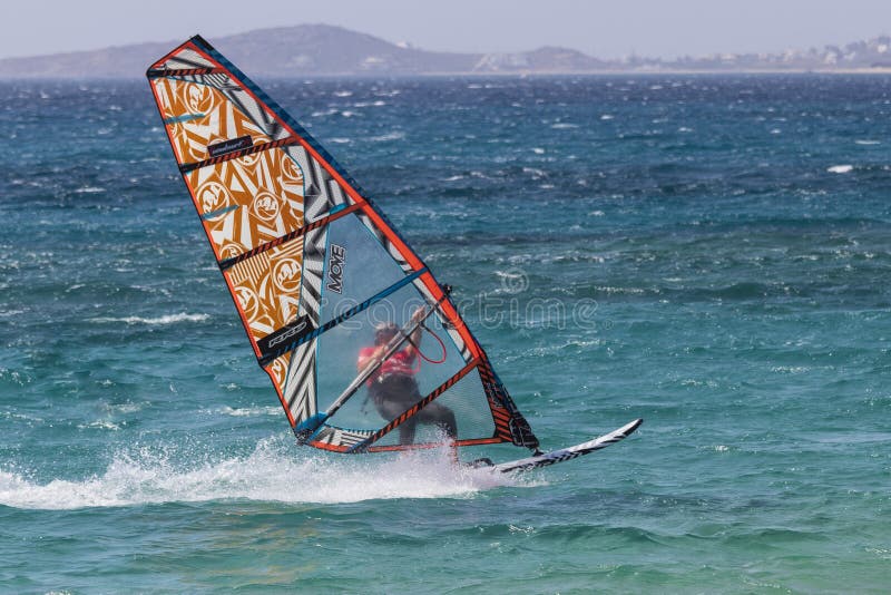 Kite Surf and Wind Surf at Naxos Greece. Editorial Stock Image Image