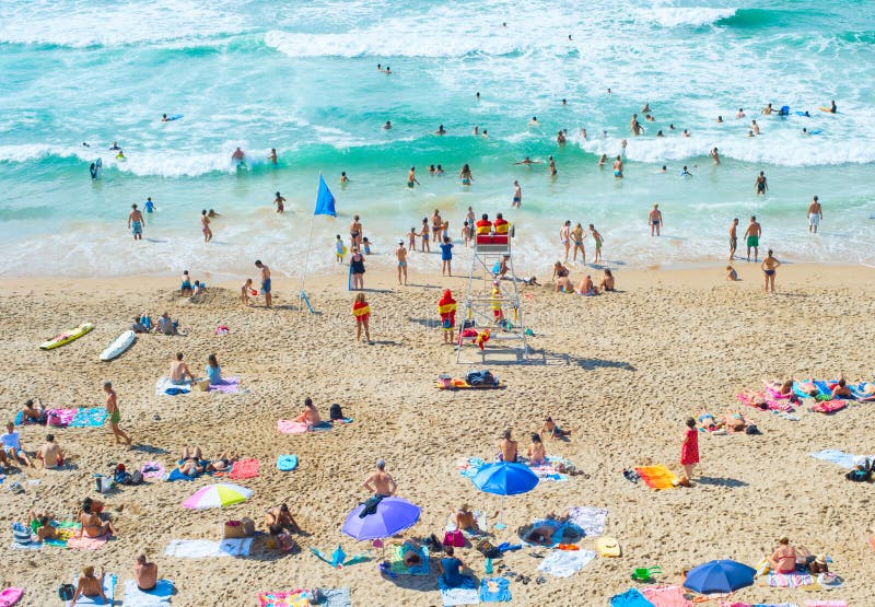 People Rest Ocean Beach. Portugal Editorial Image - Image of blue ...