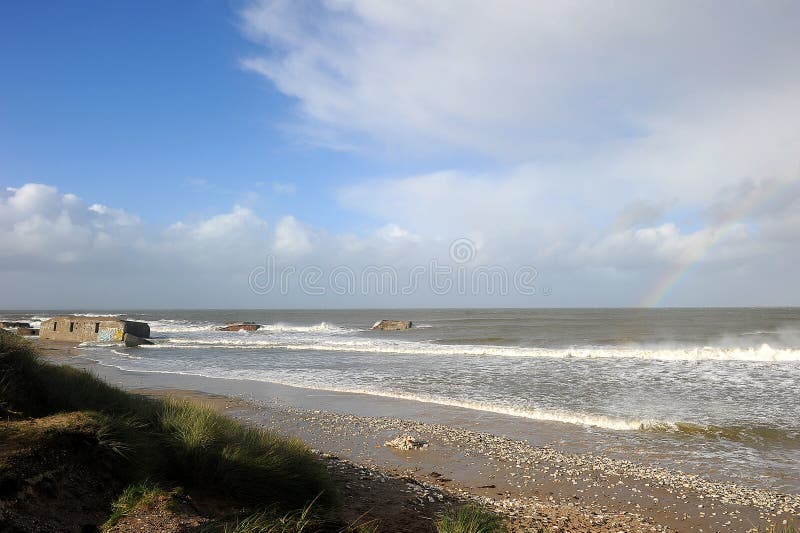 Nazi bunkers on the North Sea shore in Knud, Denmark